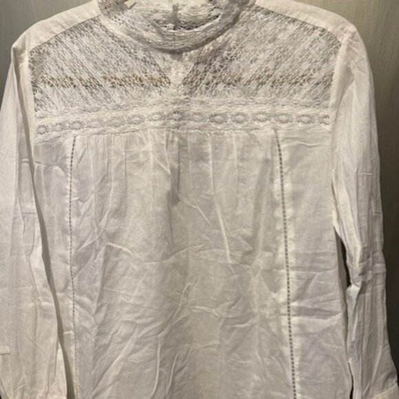 Retro Edwardian Cotton Lace Mock Neck Blouse - Picture 8 of 16